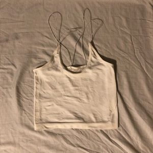 urban outfitters strappy white crop tank